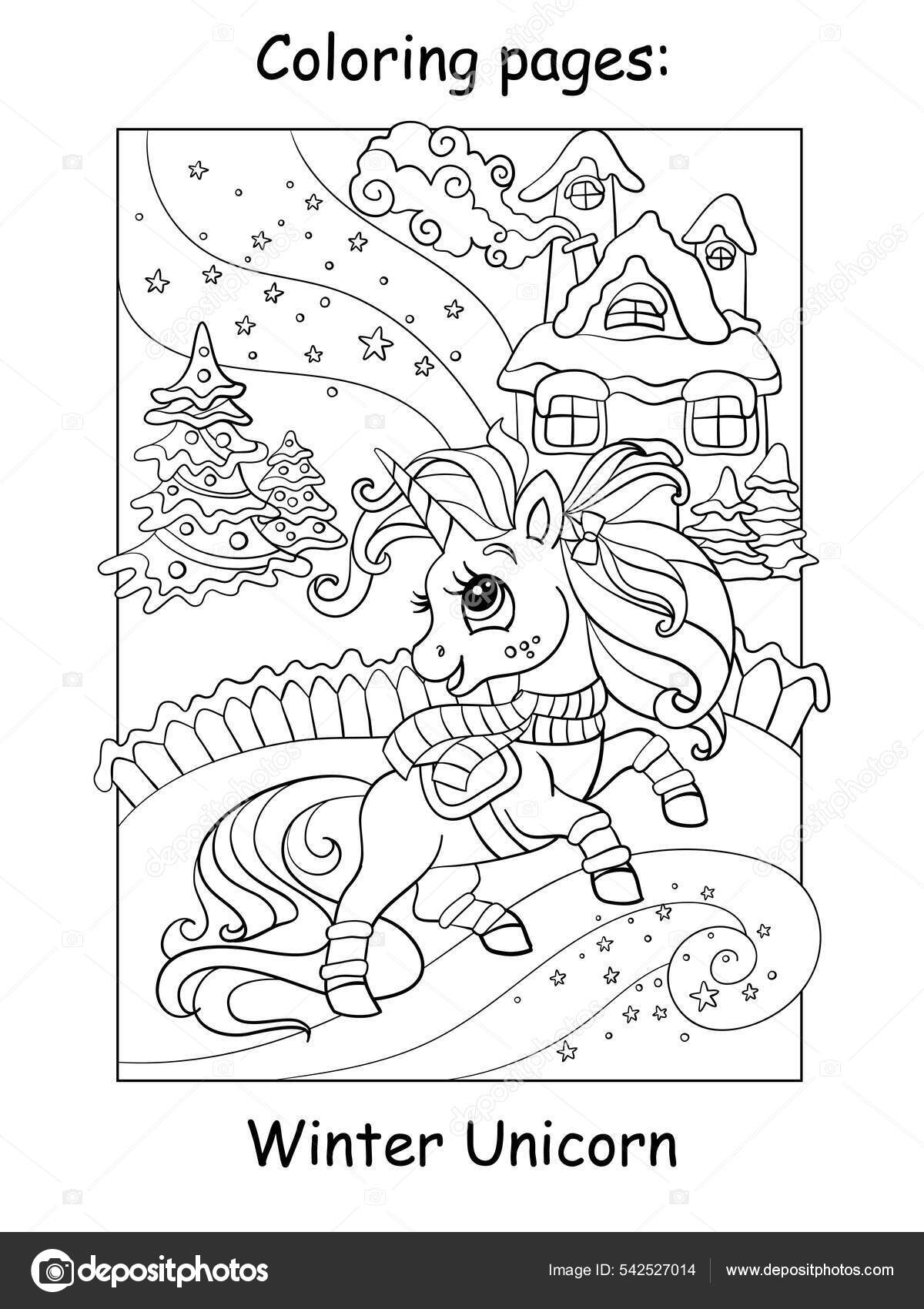 Menina Bonito Montando Unicórnio Mágico Desenho Livro Para Colorir Com  imagem vetorial de Alinart© 478788614