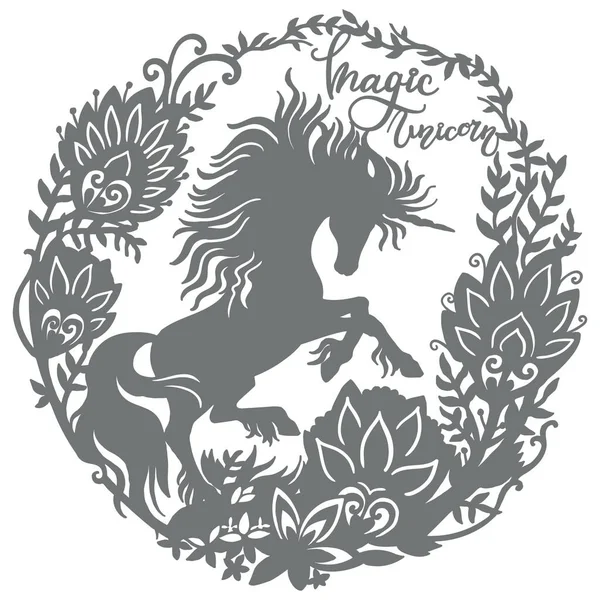 Siluet Unicorn Yang Indah Ilustrasi Vektor Unicorn Terisolasi Pada Latar - Stok Vektor