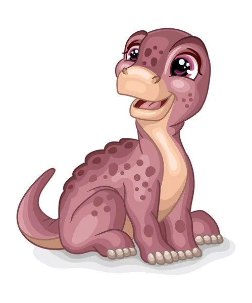 Brontosaurio Bebé Dinosaurio Lindo Personaje Dibujos Animados Ilustración Vectorial Aislada — Vector de stock