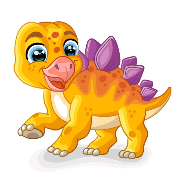 Μικρός Δεινόσαυρος Πορτοκαλί Στεγόσαυρος Ωραίος Χαρακτήρας Καρτούν Εικονογράφηση Διάνυσμα Απομονώνονται — Διανυσματικό Αρχείο