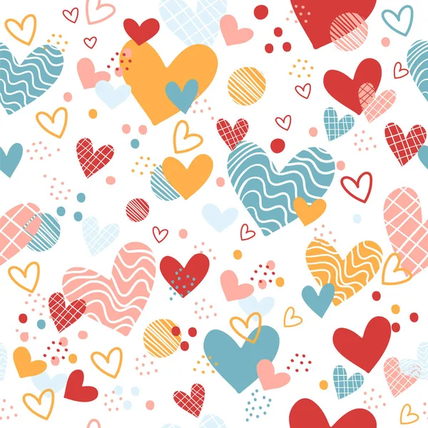 Pattern Hand Drawn Hearts Abstract Seamless Pattern Minimalism Style Creative — Stock Vector