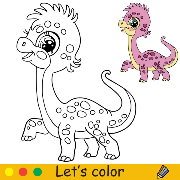 Diplodocus Dinosaurio Lindo Dibujos Animados Página Libro Para Colorear Con — Archivo Imágenes Vectoriales