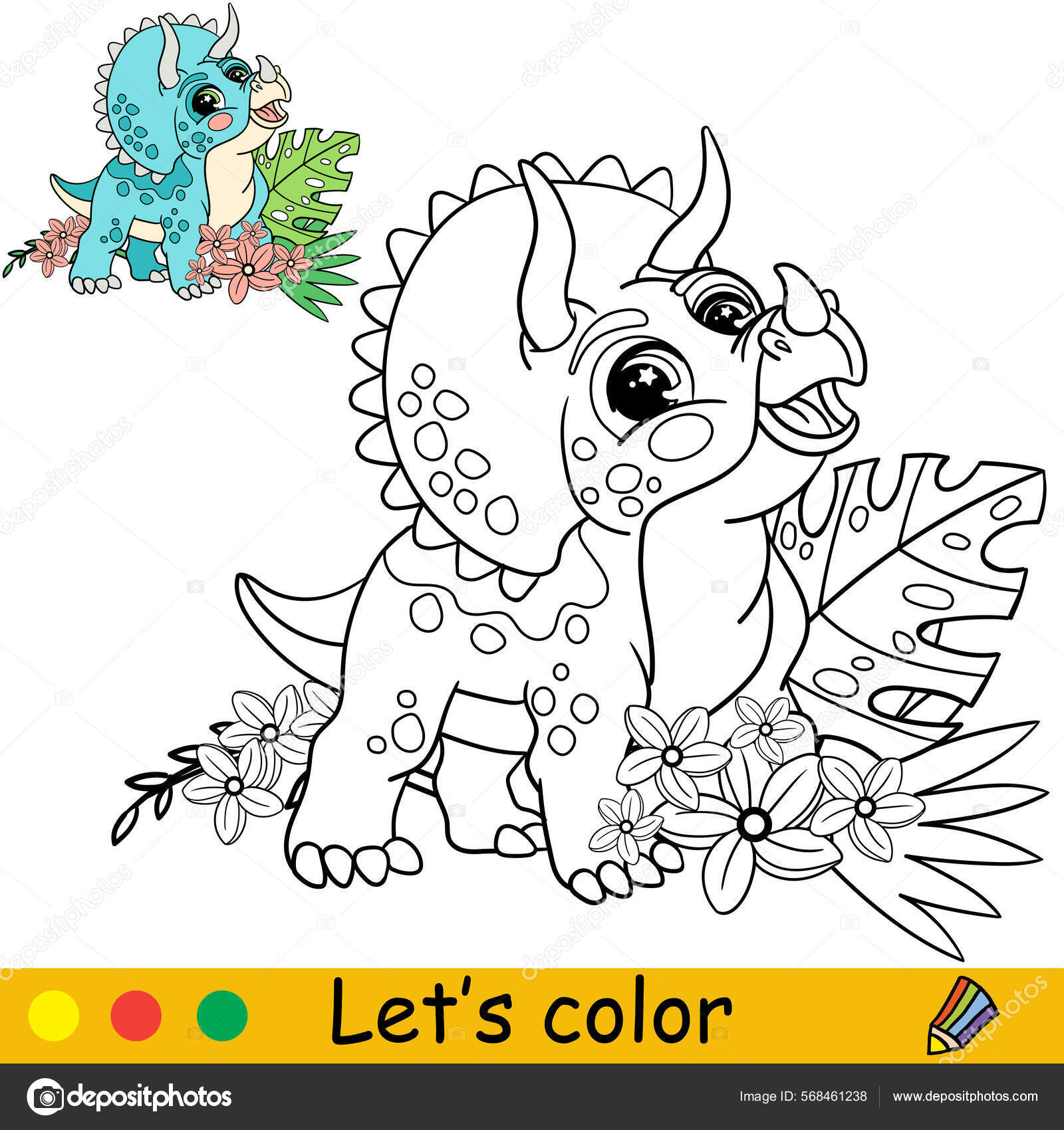 Vetores de Jogo Da Coloração Das Crianças Com Dinossauros Colorir