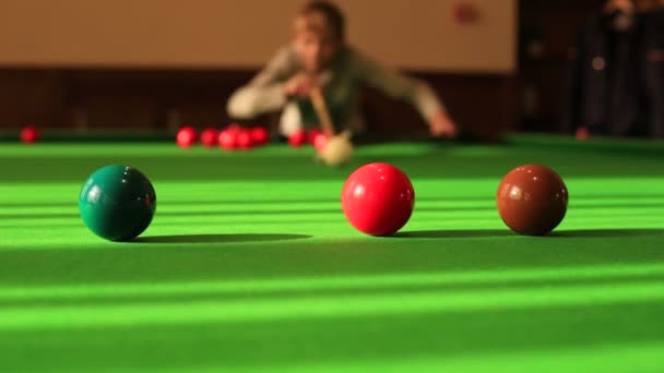 Colpi Snooker Frammento Gioco Vista Closu — Video Stock