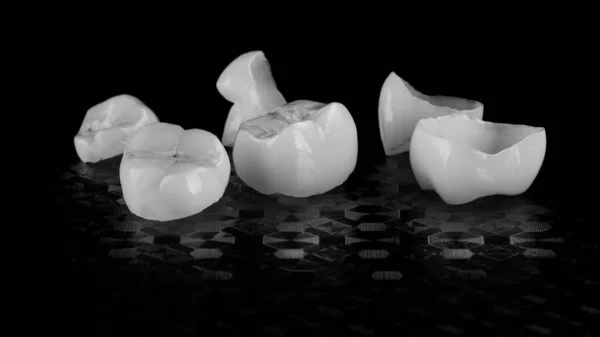 Foto Bianco Nero Corone Dentali Bellissimo Sfondo — Foto Stock