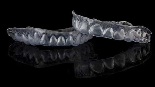 Hermosa Cápsula Dental Flexible Mandíbula Superior Inferior Disparada Sobre Fondo —  Fotos de Stock