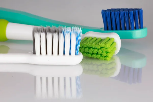 Variety Toothbrushes Composition White Background — Stock Photo, Image