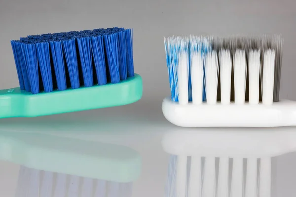 Beautiful Frame Two Toothbrushes Reflection — Stock Photo, Image