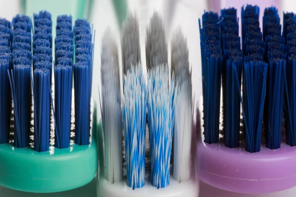 Toothbrushes Interesting Perspective Shot White Background — Stock Photo, Image