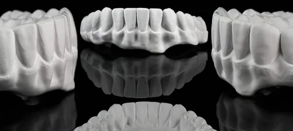 Prótesis Dental Molida Hecha Circón Forma Pura Antes Pintar Collage — Foto de Stock