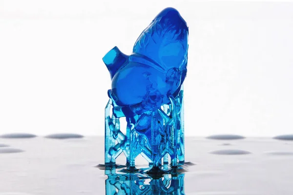 Mini Blue Heart Printed High Precision Printer White Background — Stock Photo, Image
