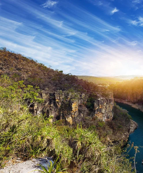 Flygfoto Över Berömda Canyons Capitolios Lagun Capitolio Minas Gerais Brasilien — Stockfoto