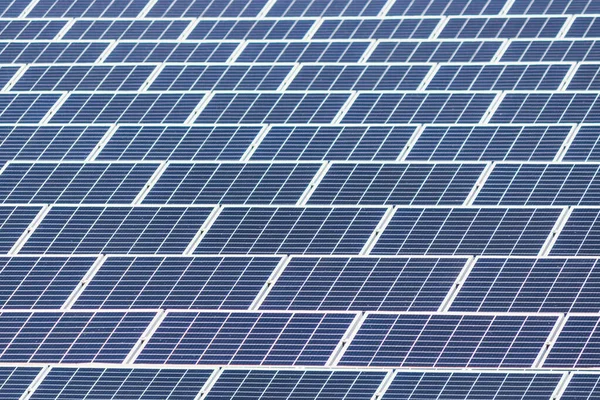 Enfoque Frente Paneles Solares Fotovoltaicos Dispuestos — Foto de Stock