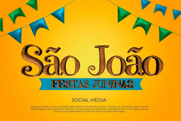 Social Media Celebration Post Brazilian Portuguese Junina Party Render — стокове фото