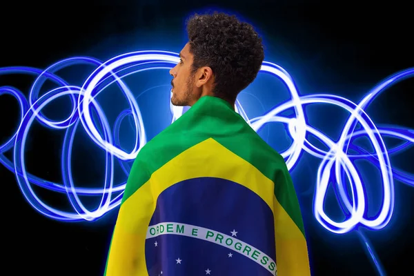 Afro Brasilianer Mit Gelbem Hemd Bei Der Fußballweltmeisterschaft 2022 Und — Stockfoto
