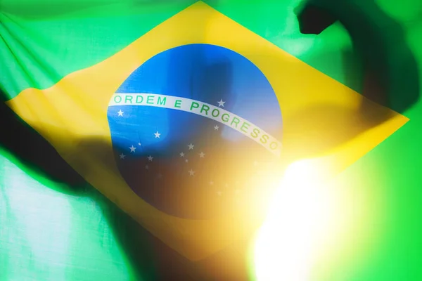 Braziliaanse Kracht Silhouet Het Braziliaanse Vlag Concept Braziliaanse Kracht — Stockfoto