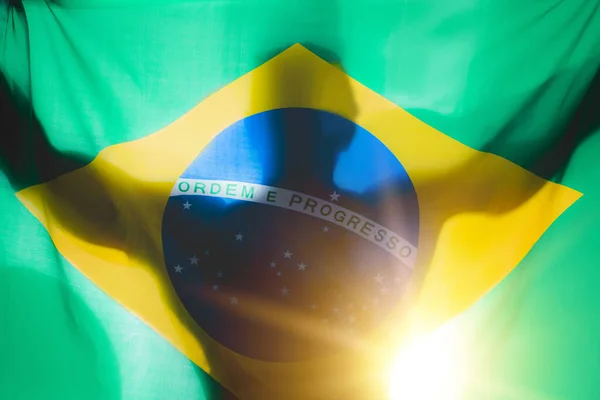 Braziliaanse Kracht Silhouet Het Braziliaanse Vlag Concept Braziliaanse Kracht — Stockfoto