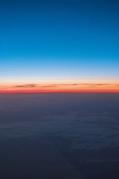 Blurry Sunset Landscape View Porthole Bright Red Colors Left Sun — Stock Photo, Image