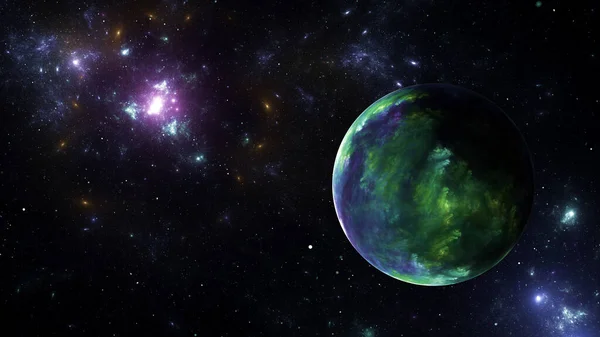 Planet Galaxstjärnkluster Färgade Gasmoln Abstrakt Rymd Yttre Rymden Rymdnebulosa Återgivning — Stockfoto