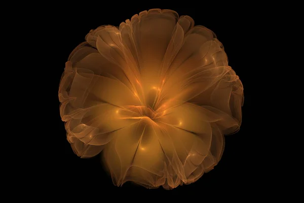 Vacker Abstrakt Färgad Blomma Glödande Blomblad Svart Bakgrund Återgivning — Stockfoto