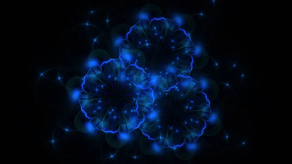 Schöne Abstrakte Farbige Blume Leuchtende Blütenblätter Auf Schwarzem Hintergrund Darstellung — Stockfoto