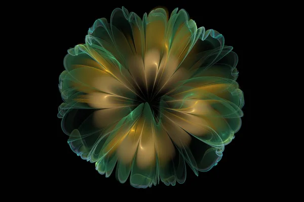 Красивый Абстрактный Цветной Цветок Светящиеся Лепестки Цветов Черном Фоне Рендеринг — стоковое фото