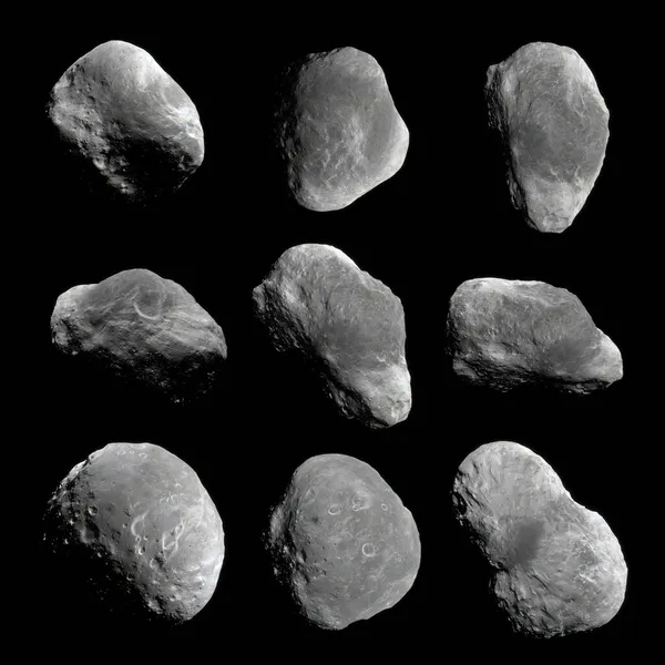 Asteroid Komet Som Svart Bakgrund Mörk Sten Packar Asteroid Rymden — Stockfoto