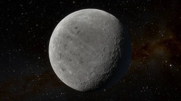성운을 배경으로 있습니다 Craters Surface Moon 위성이다 — 스톡 사진