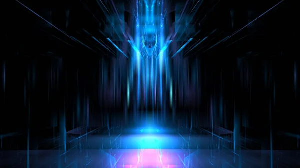 Futuristische Showcase Neon Kleur Licht Podium Podium Abstract Wazig Glas — Stockfoto