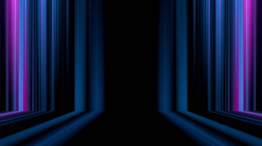 Gelecekçi gösteri konsepti boş gösteri sahnesi soyut geometrik parıltılı neon arka plan, teknoloji afişi. Ürün ekranı, Sahne 3-D Render