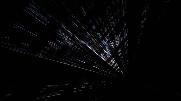 Современное Цифровое Здание Города Будущего Яркие Светящиеся Окна Отражения Стене — стоковое фото
