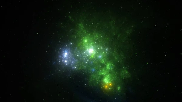 Panorama Escena Espacial Con Planetas Estrellas Galaxias Plantilla Banner Muchas —  Fotos de Stock