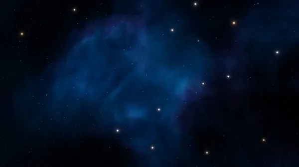 青い宇宙星雲 宇宙の塵とガスの雲 新しい星や銀河の誕生 無限の宇宙 青い空間の星 3Dレンダリング — ストック写真