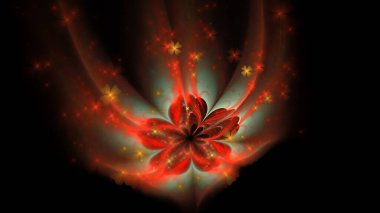 Parlak renkli çiçekler ve bitkiler. Soyut güzel bitkiler, dekorasyon elemanları ve arka plan tasarımı. 3d hazırlayıcı