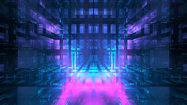 Digital Interior Building Tech Abstract Data Center Server Tonel Technologia — Zdjęcie stockowe