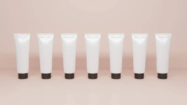Witte Schoonheid Tube Van Hand Crème Cosmetische Beauty Tube Mockup — Stockfoto
