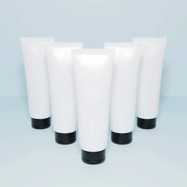 Witte Schoonheid Tube Van Hand Crème Cosmetische Beauty Tube Mockup — Stockfoto