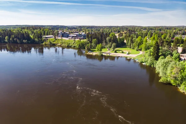 Sommar Antenn Utsikt Över Kymijoki Flodvatten Finland Kymenlaakso Kouvola Koria — Stockfoto