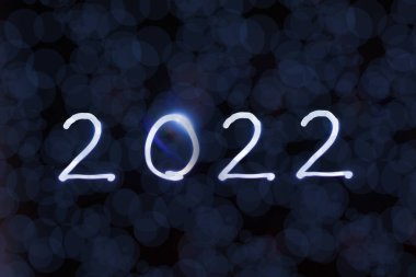Yeni yıl 2022 'de Bokeh özgeçmişi. Kavram ışığı