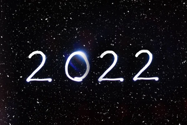 Новий 2022 Рік Чорному Сніжному Тлі Концепт Світла — стокове фото