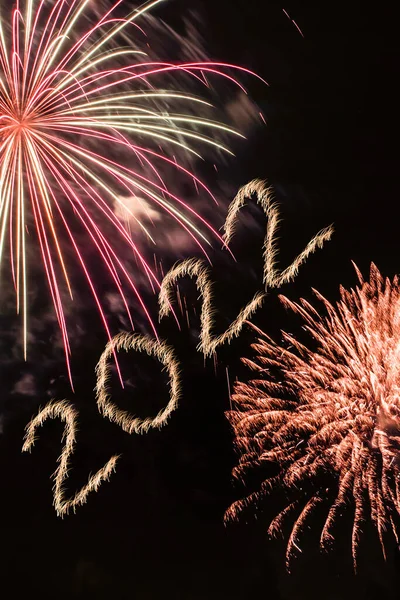 Happy New Year 2022 Sparkling Burning Numbers Year 2022 Firework — Stock Photo, Image