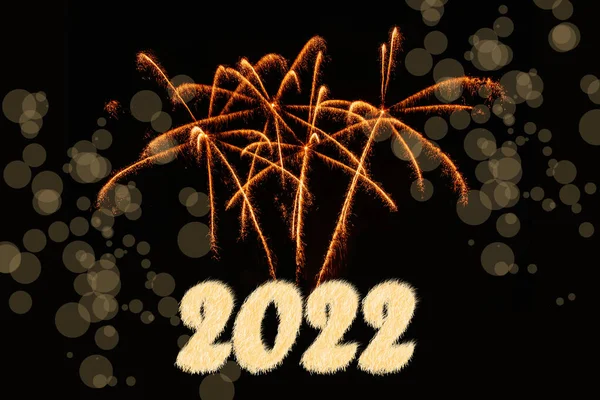 Feliz Año Nuevo 2022 Números Brillantes Combustión Año 2022 Con —  Fotos de Stock