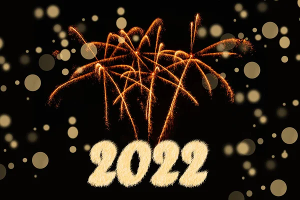 Happy New Year 2022 Sparkling Burning Numbers Year 2022 Firework — 图库照片