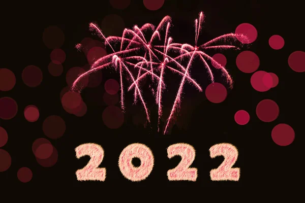 Новым 2022 Годом Искрящийся Номер 2022 Года Фейерверком Боке Черном — стоковое фото