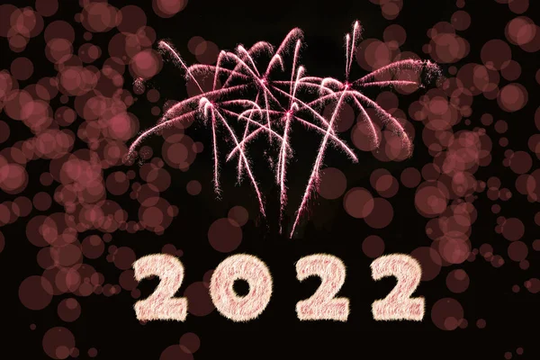 Новым 2022 Годом Искрящийся Номер 2022 Года Фейерверком Боке Черном — стоковое фото