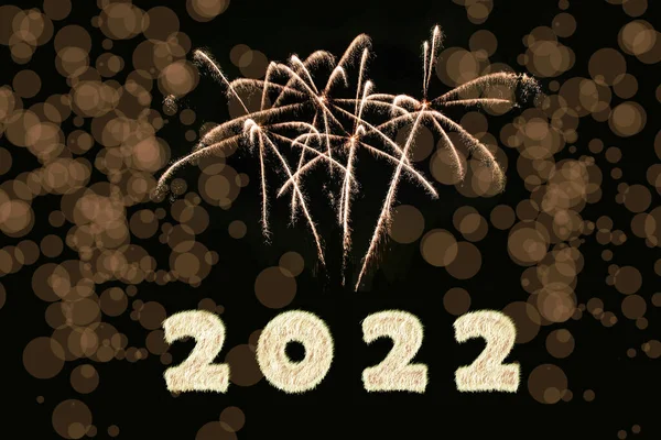 Feliz Año Nuevo 2022 Números Brillantes Combustión Año 2022 Con —  Fotos de Stock