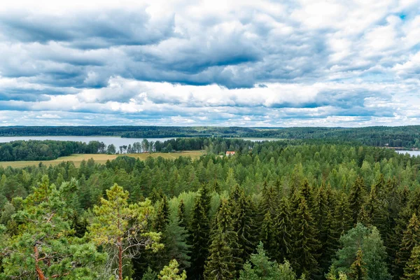 Beautiful View Lake Pyhajarvi Mountain Hiidenvuori Island Hiidensaari Finland — стоковое фото