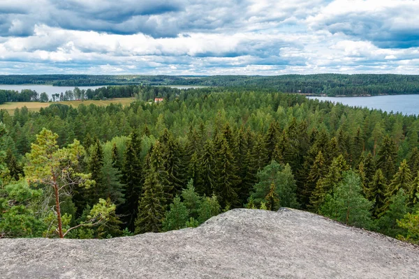 Hiidensaari Finlandiya Daki Hiidenvuori Dağı Ndan Pyhajarvi Gölü Manzarası Çok — Stok fotoğraf