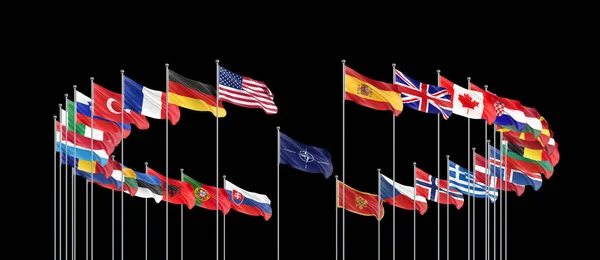 Саммит Нато Мадрид Испания 2022 Году Размахивающих Флагами Стран Нато — стоковое фото
