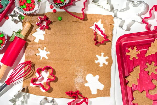 Natal Fundo Cozinha Ano Novo Ingredientes Cozedura Utensílios Massa Pão — Fotografia de Stock